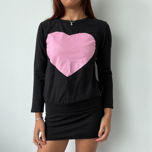 Vintage Black Heart Print Dress