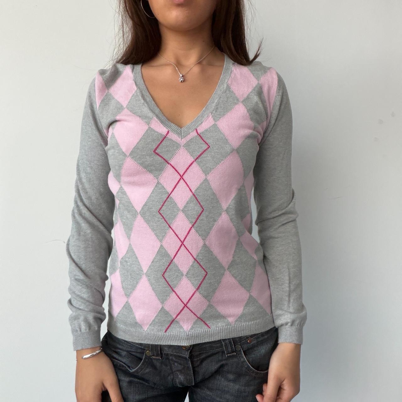 Vintage Grey and Pink Knit Jumper
