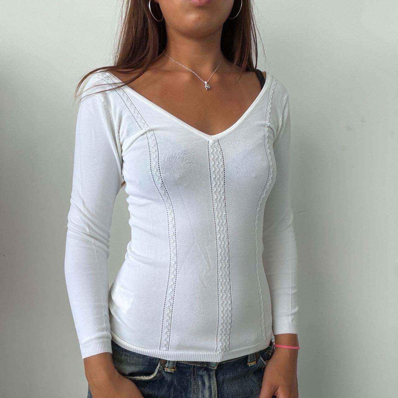 Vintage White V-Neck Top