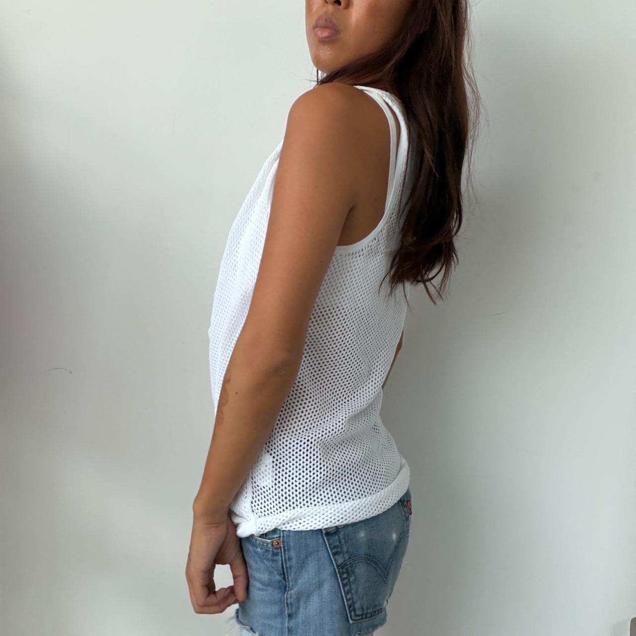 Vintage White Net Cowl Neck Top
