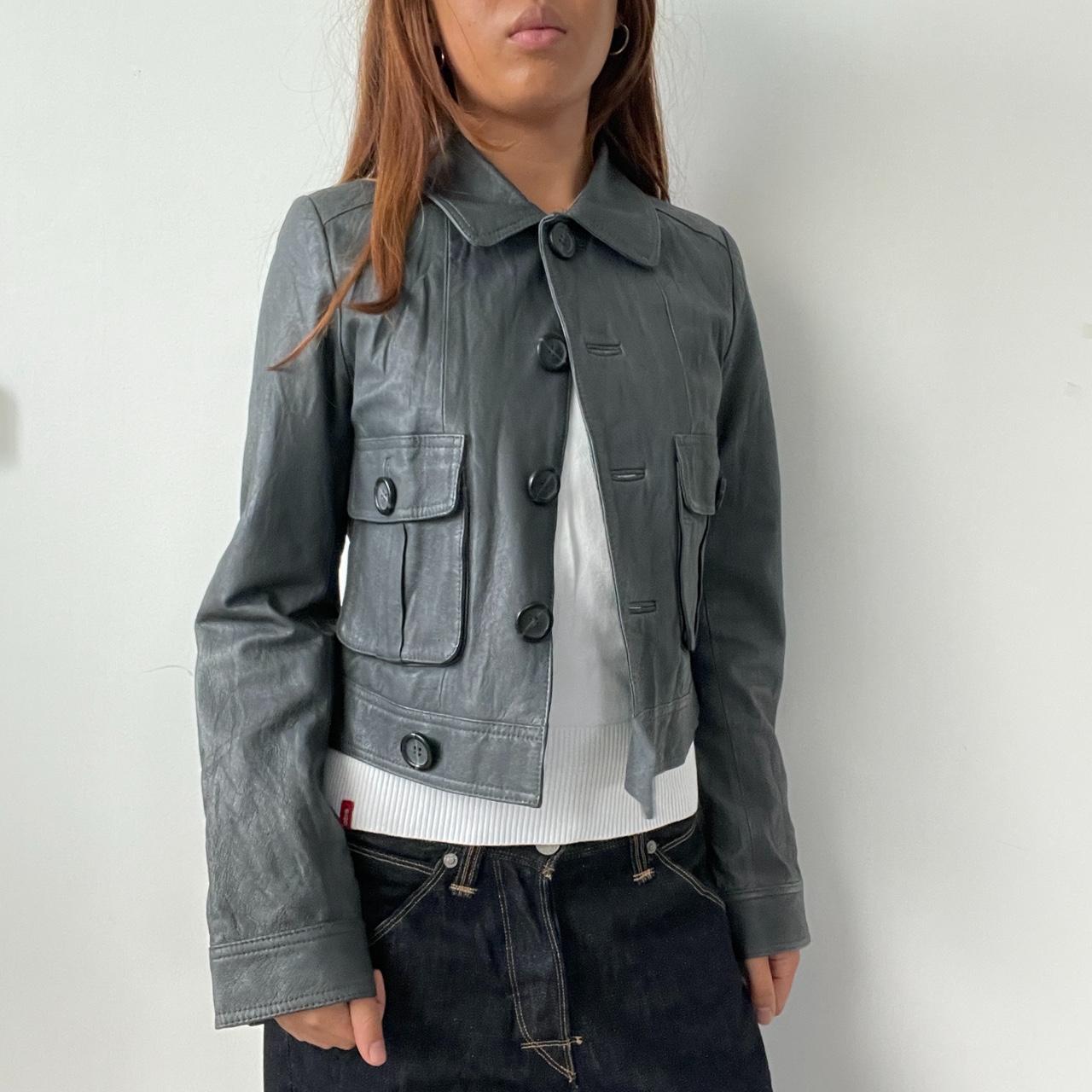 Vintage Grey Leather Jacket