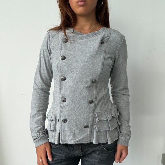 Vintage Grey Frilled Jumper