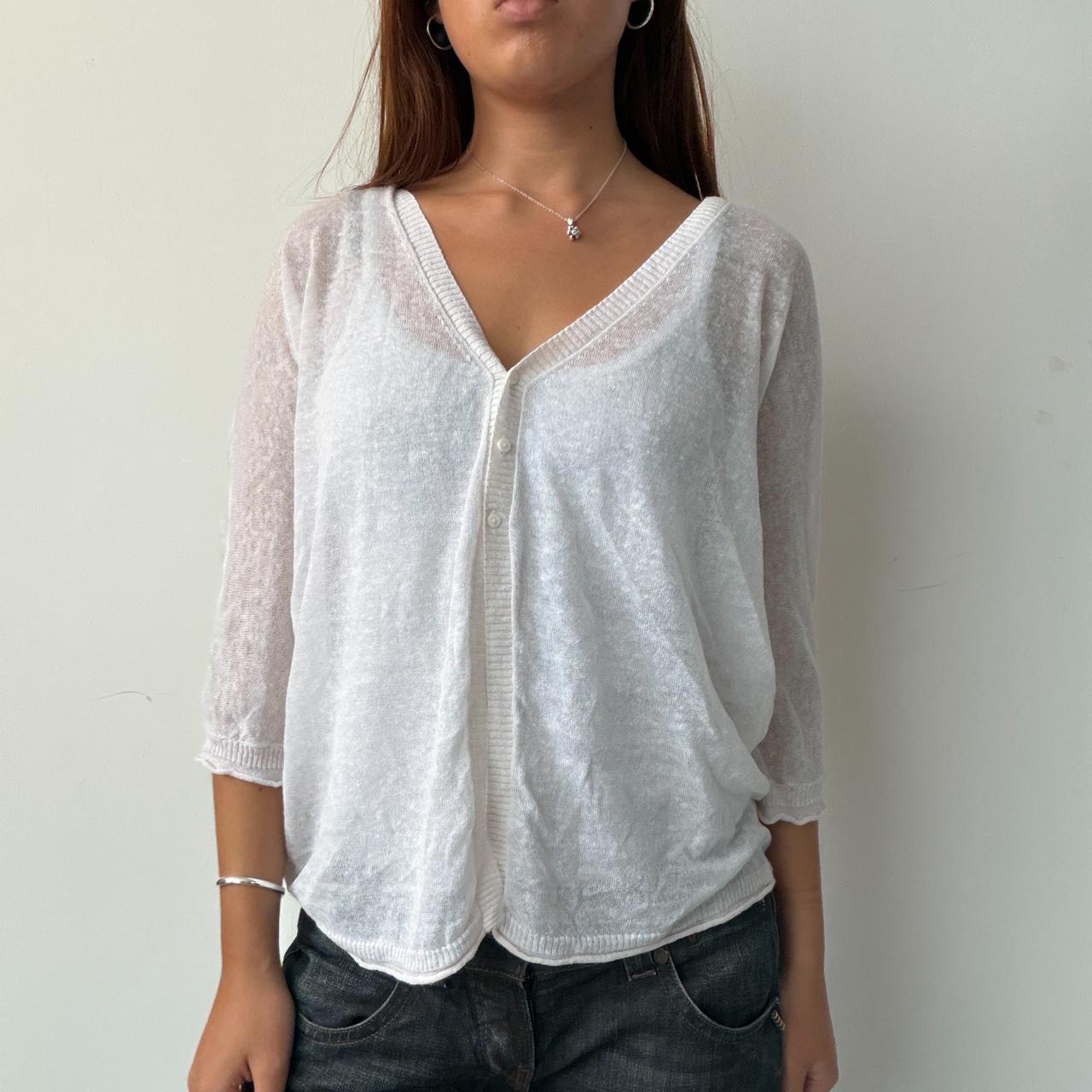 Vintage Cop Copine White Hooded Cardigan