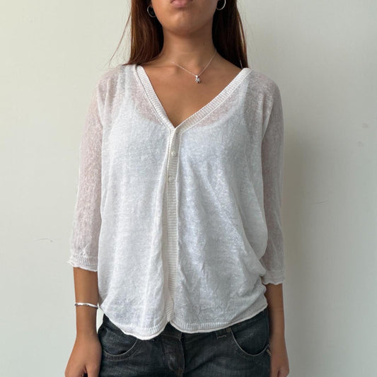 Vintage Cop Copine White Hooded Cardigan