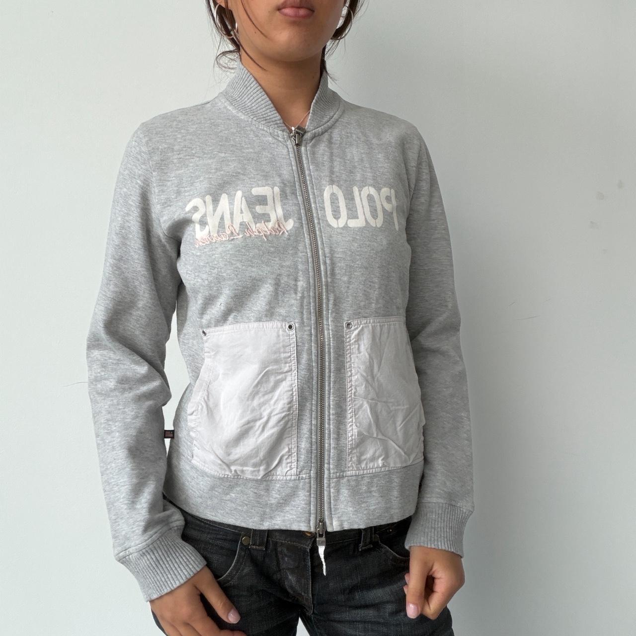 Vintage Grey Zip Up Polo