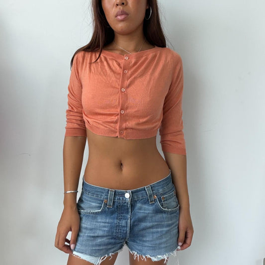 Vintage Orange Moschino Cropped Cardigan