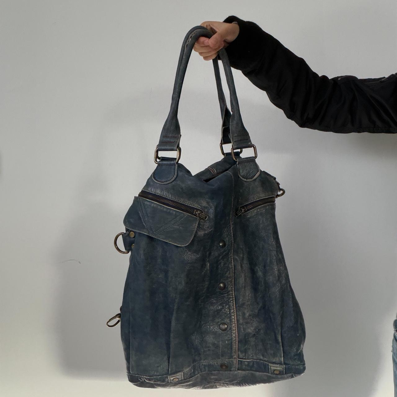 Blue Leather Shoulder Bag