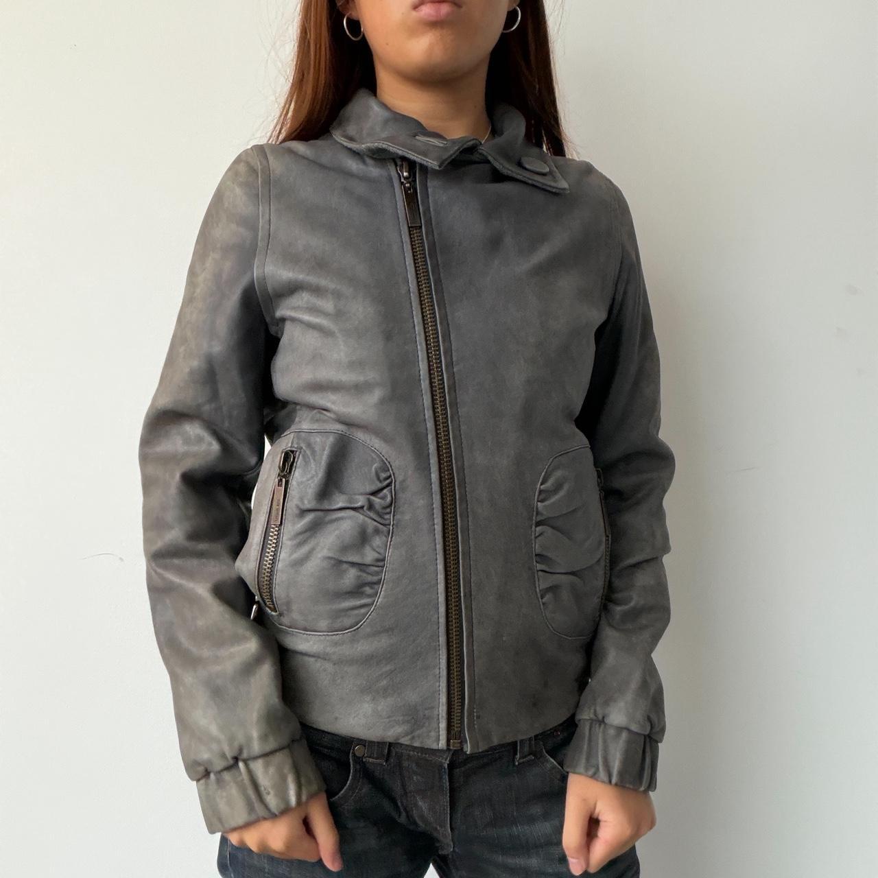 Vintage Grey Leather Jacket