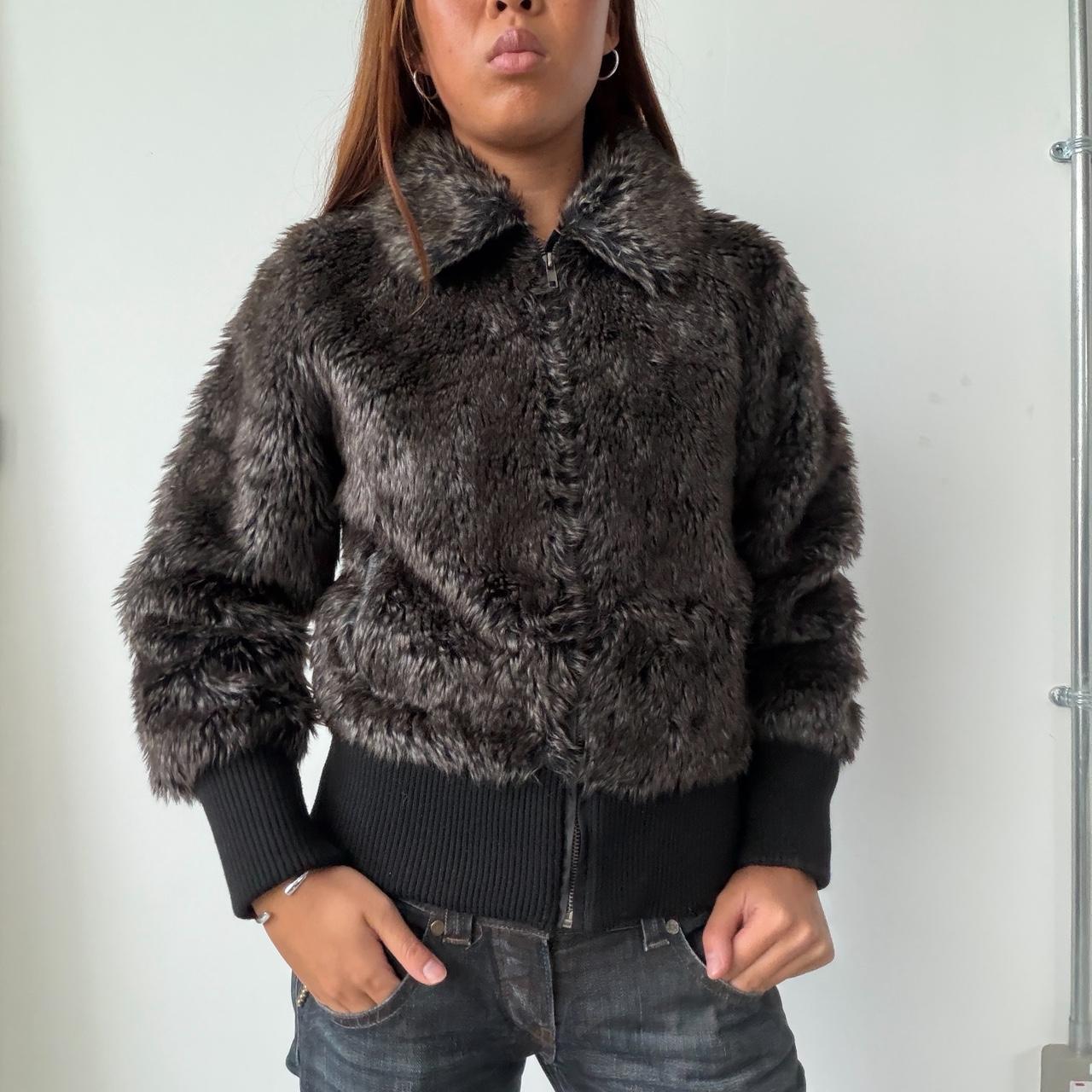 Vintage Brown Fur Zip Up
