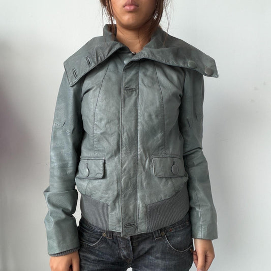 Vintage Blue Leather Jacket