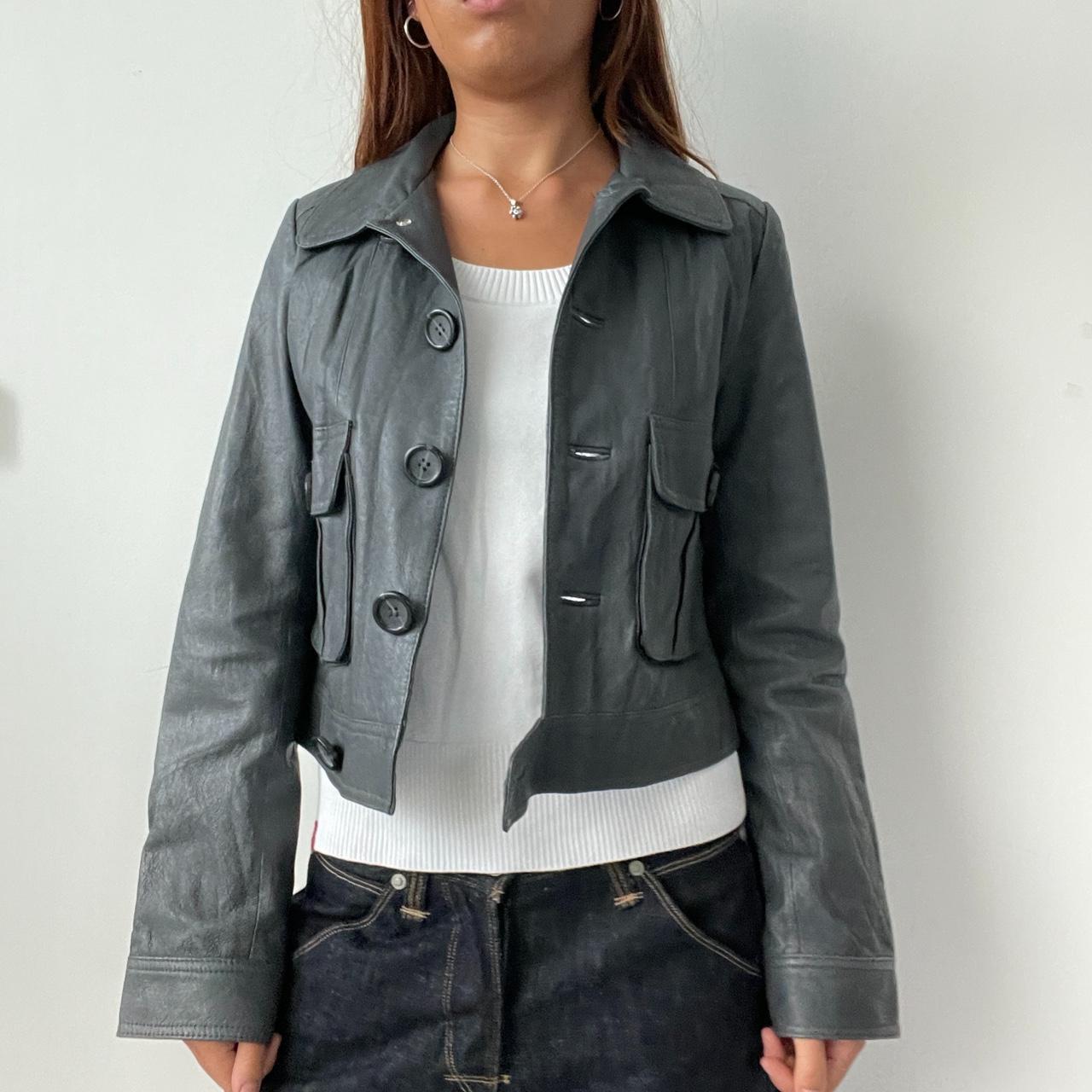 Vintage Grey Leather Jacket