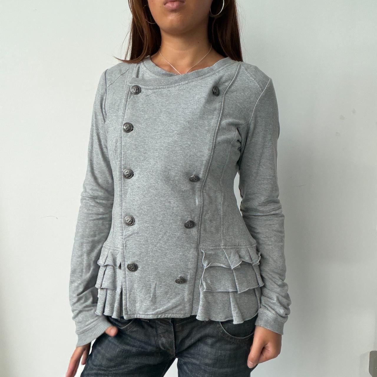 Vintage Grey Frilled Jumper