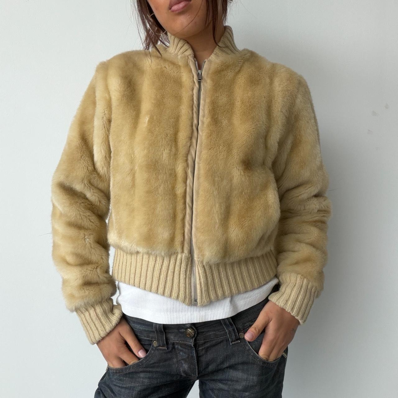 Vintage Beige Faux Fur Jacket