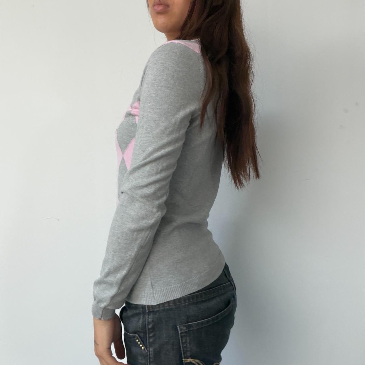 Vintage Grey and Pink Knit Jumper