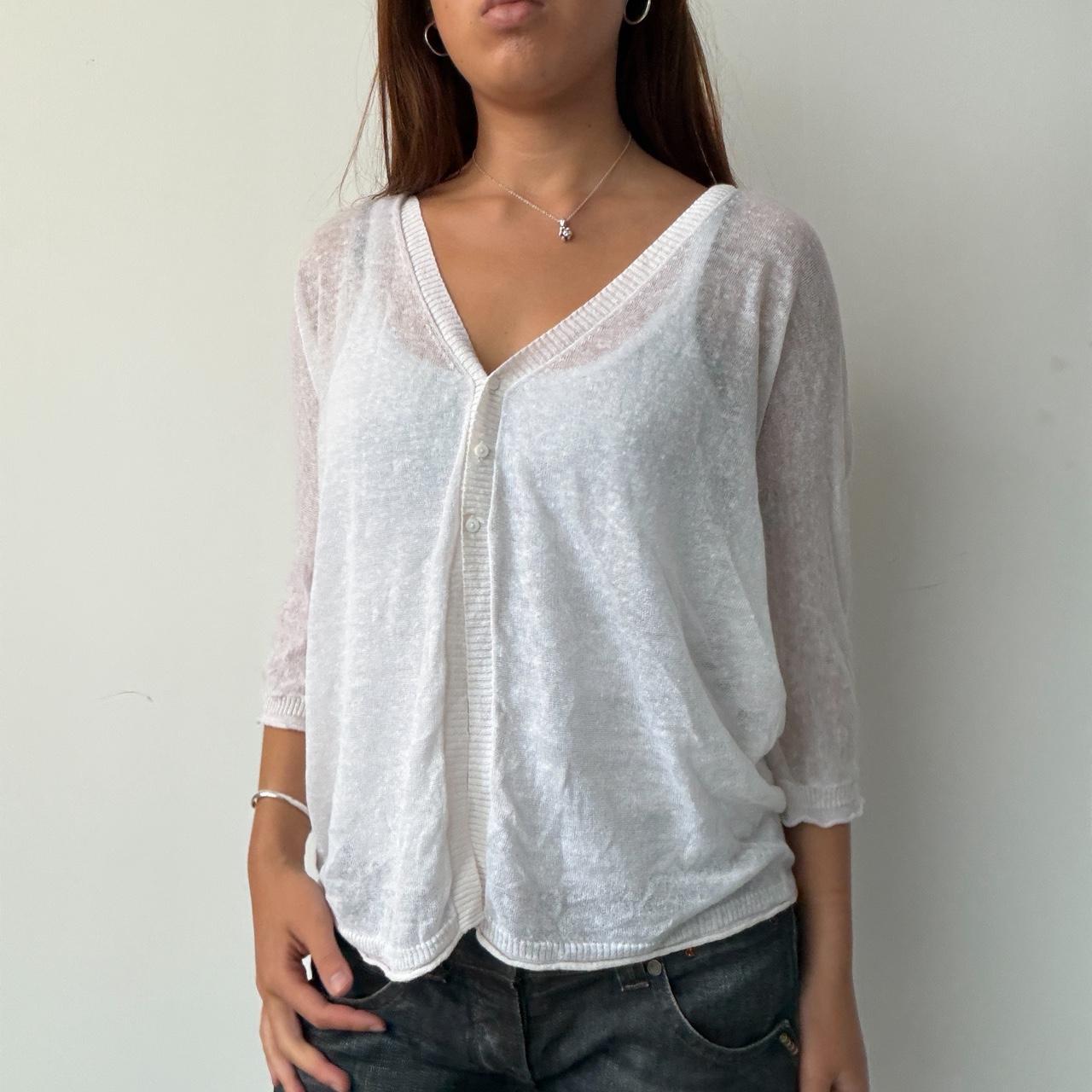 Vintage Cop Copine White Hooded Cardigan