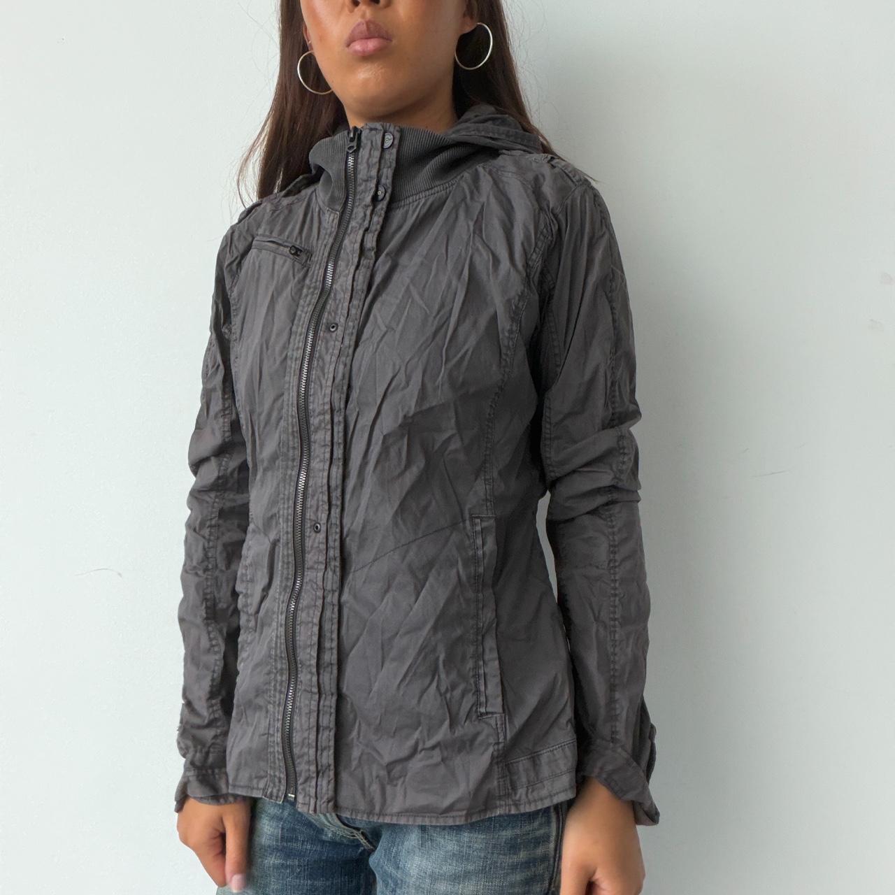 Vintage Grey Hooded Utility Jacket