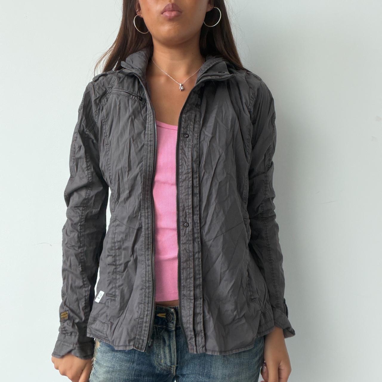 Vintage Grey Hooded Utility Jacket
