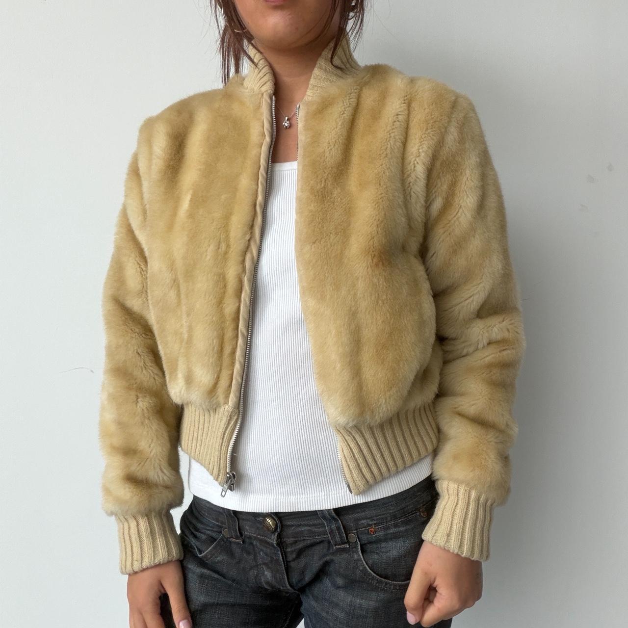 Vintage Beige Faux Fur Jacket