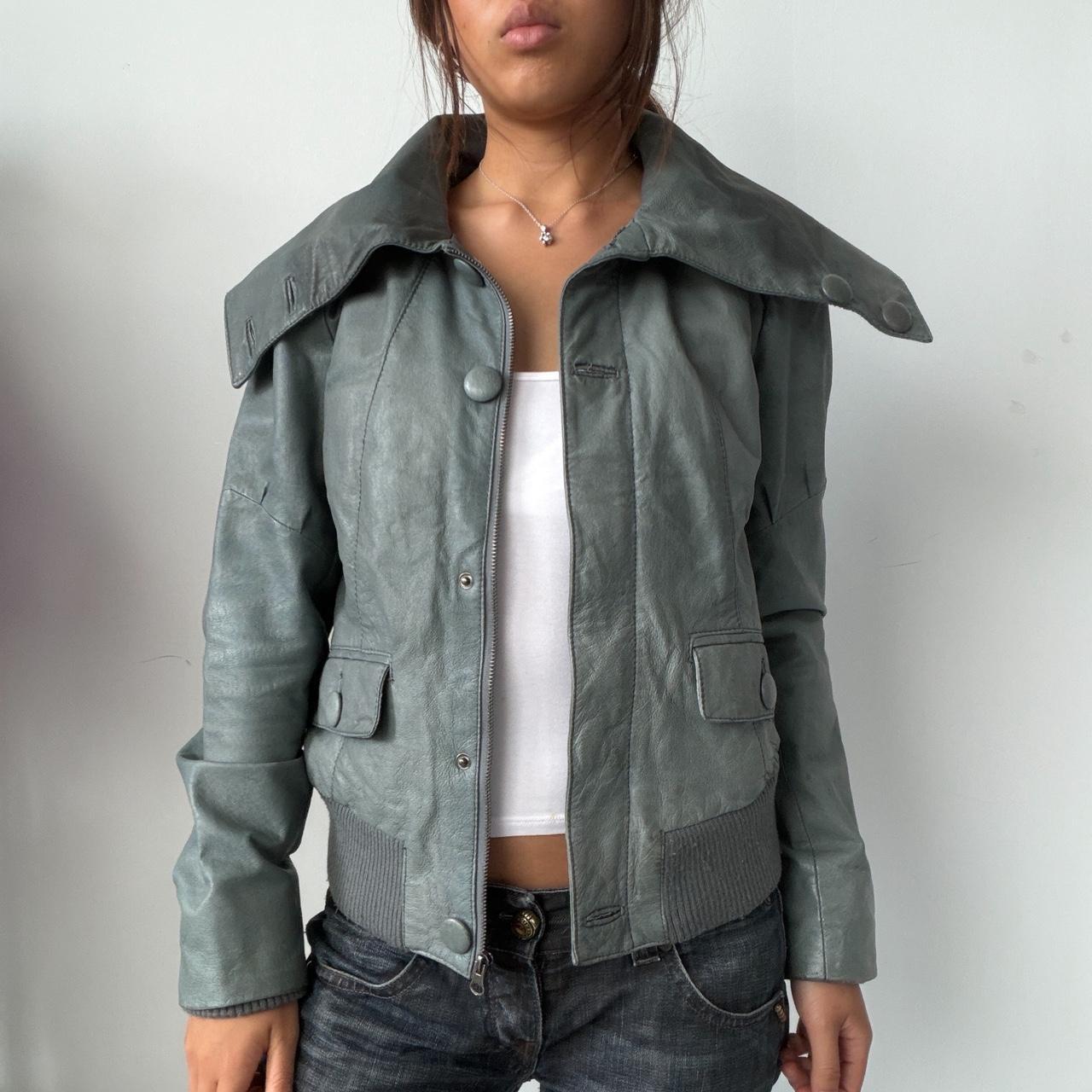 Vintage Blue Leather Jacket