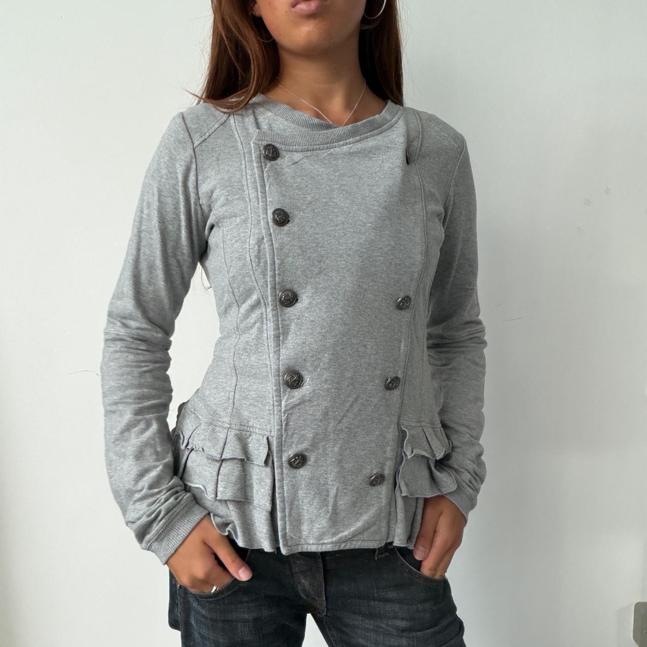 Vintage Grey Frilled Jumper