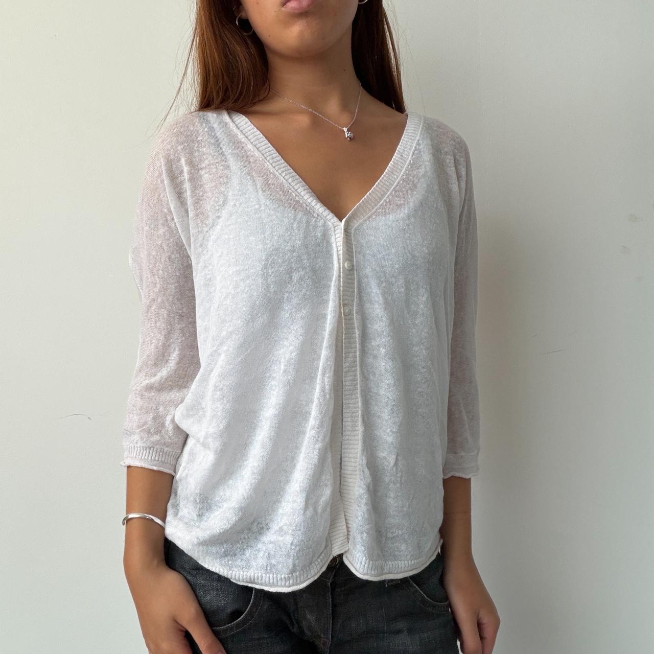 Vintage Cop Copine White Hooded Cardigan