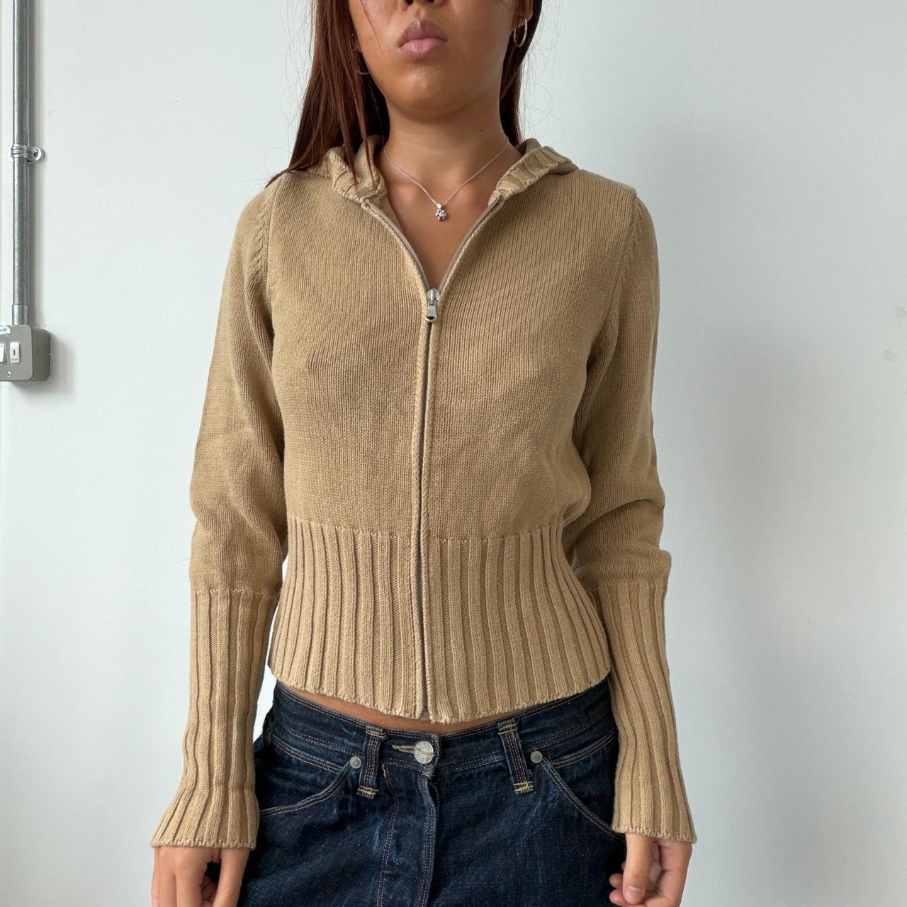 Vintage Beige Zip Up Hoodie