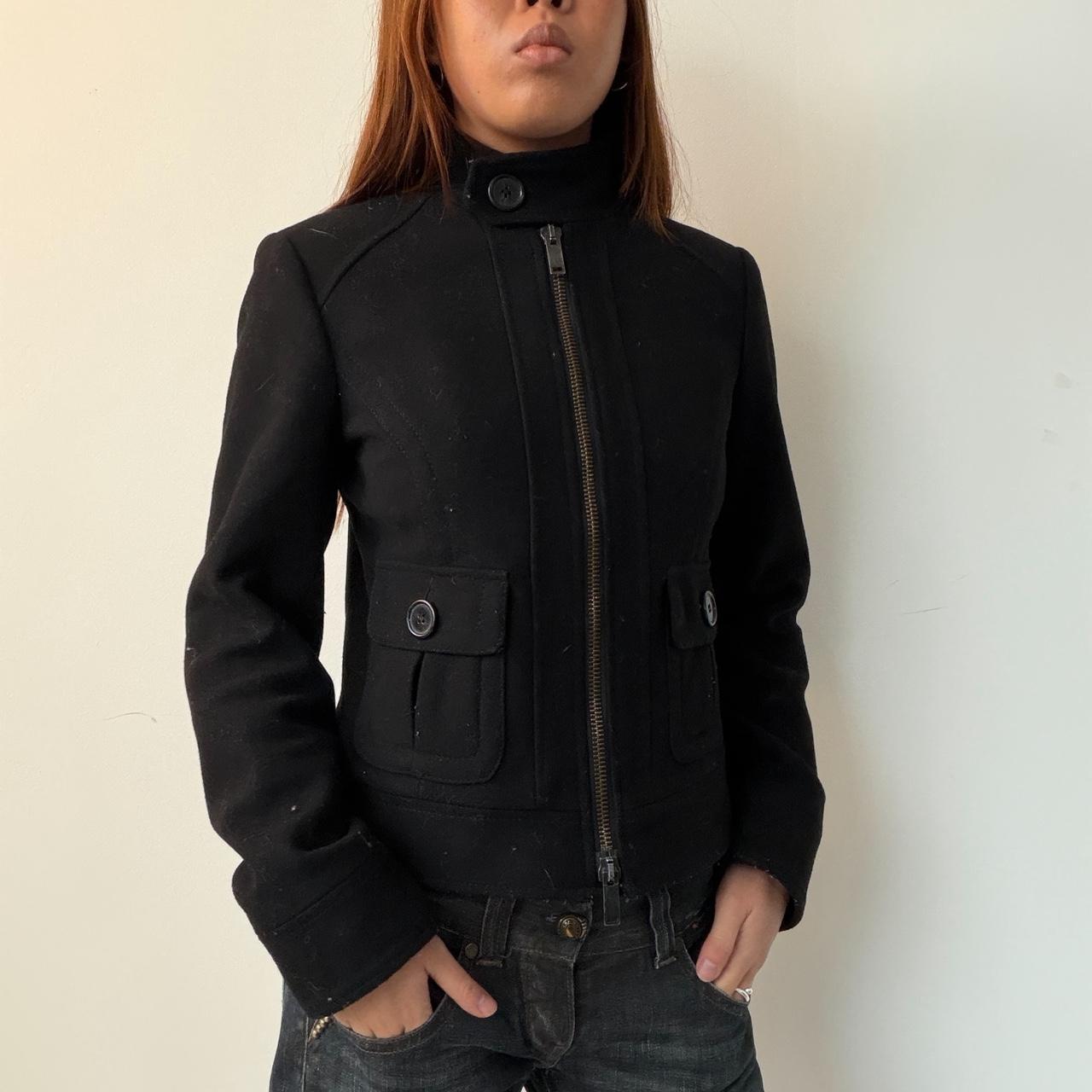 Vintage Black Wool Zip Up