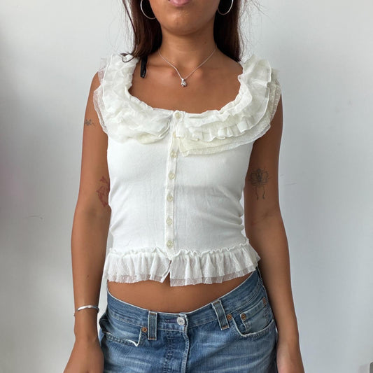 Vintage White Ruffled Top