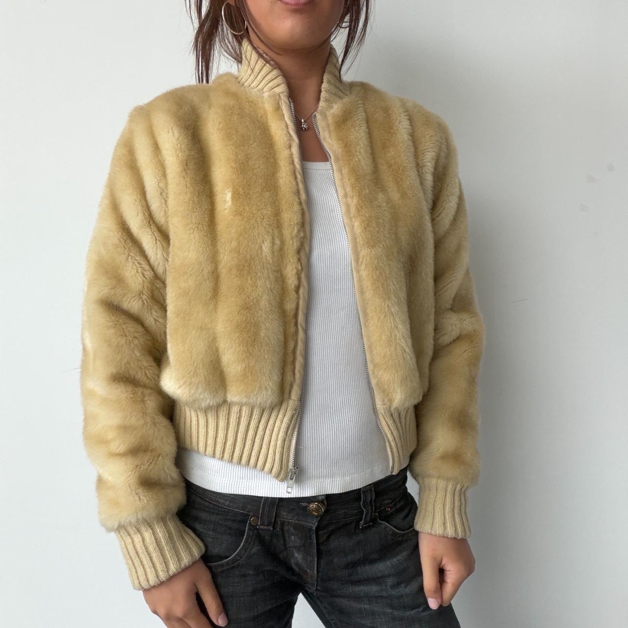 Vintage Beige Faux Fur Jacket