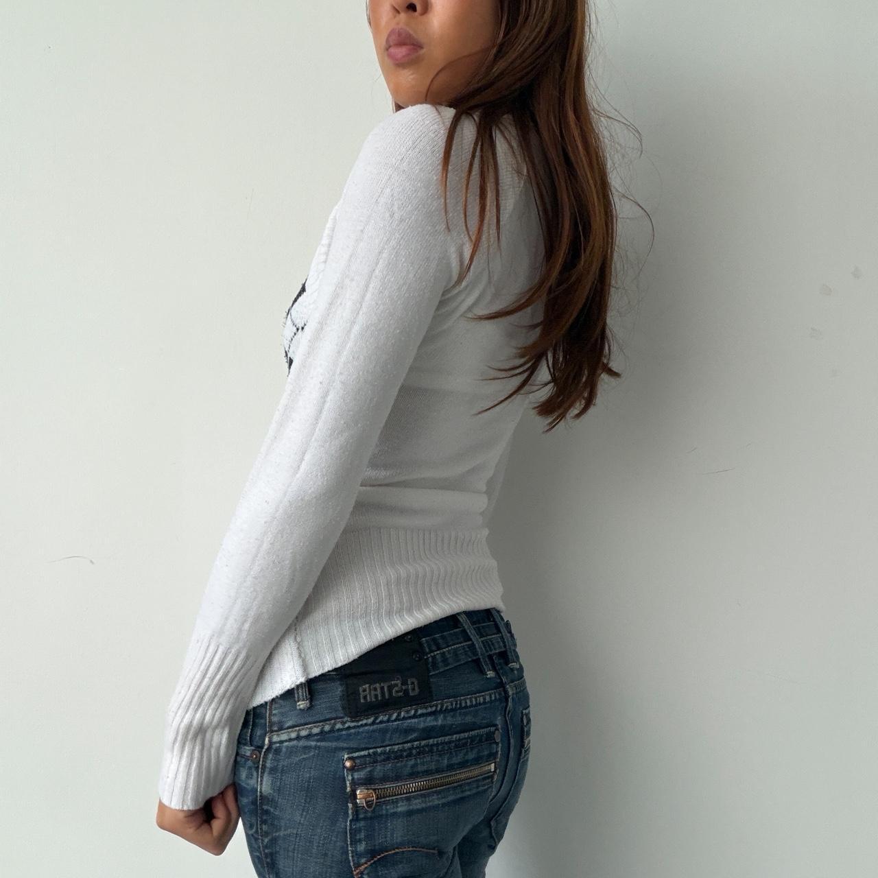 Vintage White Argyle Knit