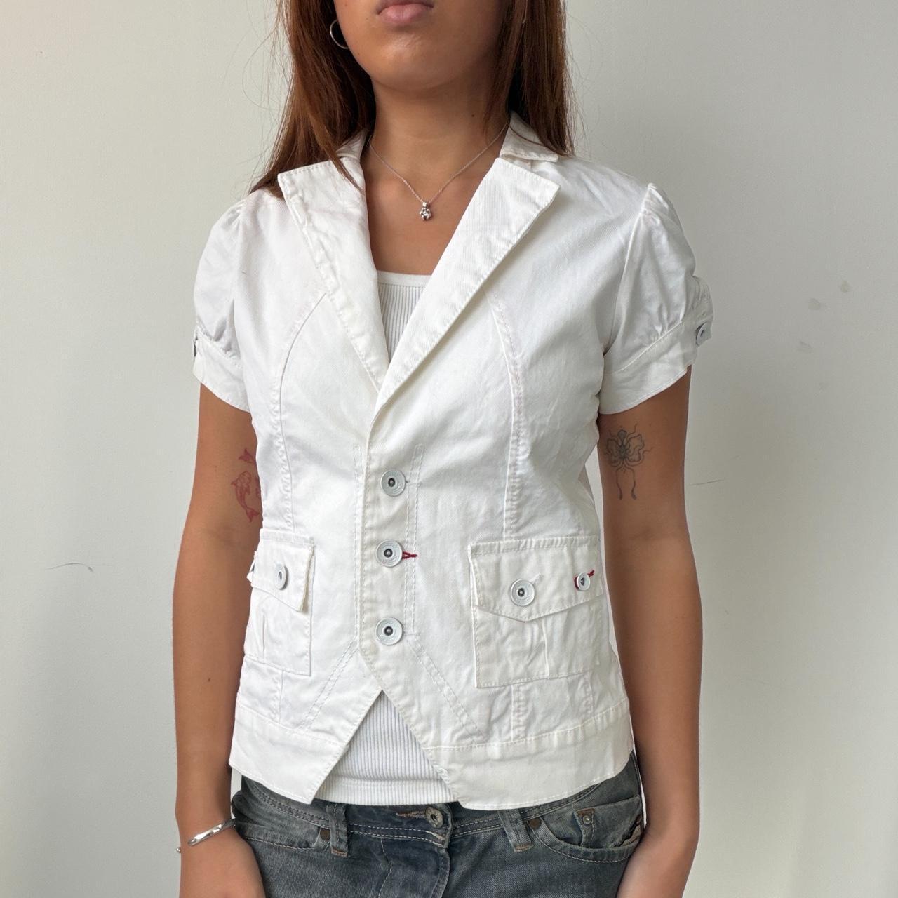 Vintage White Denim Button Up