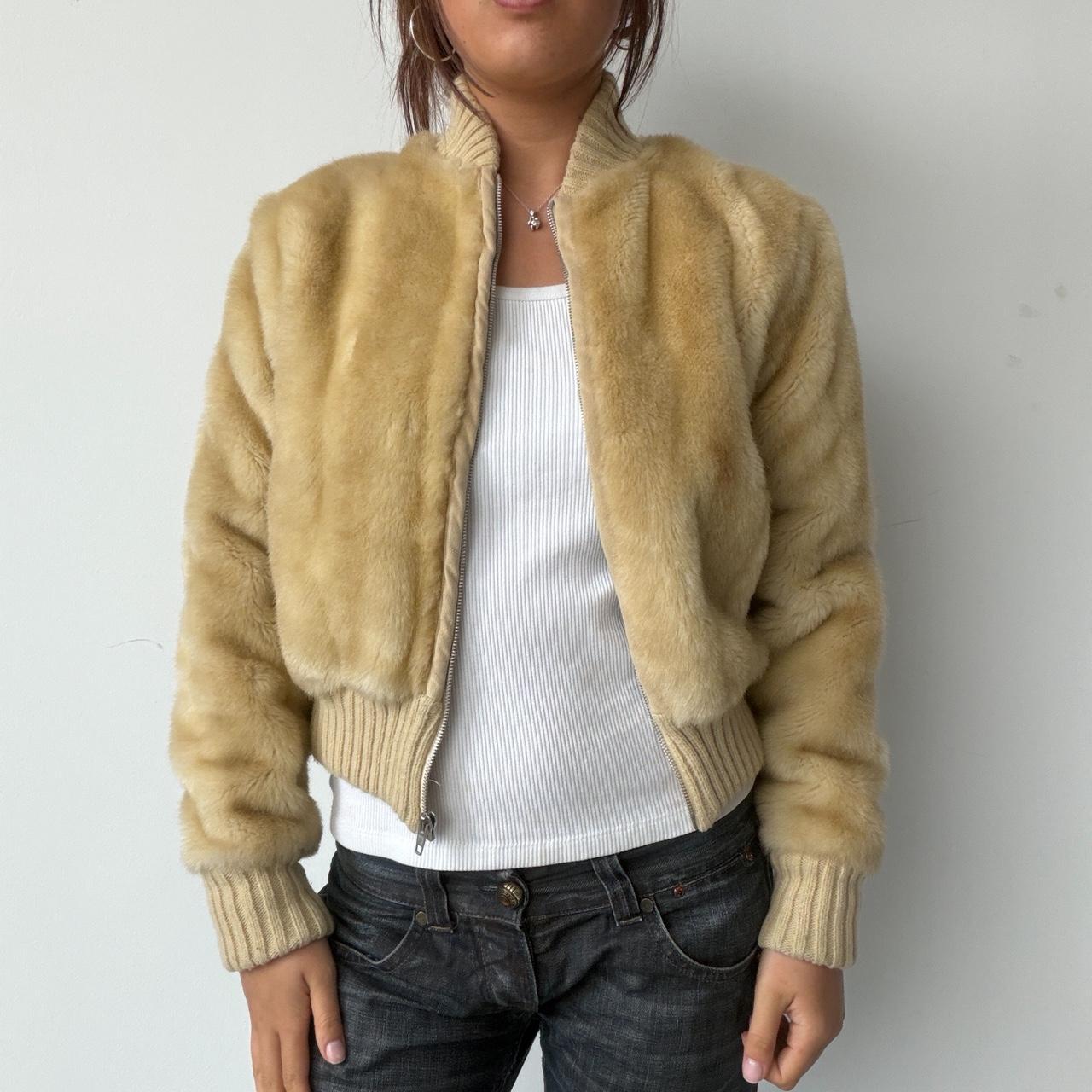Vintage Beige Faux Fur Jacket
