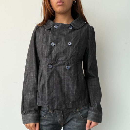 Vintage Denim Double Breasted Pea Coat