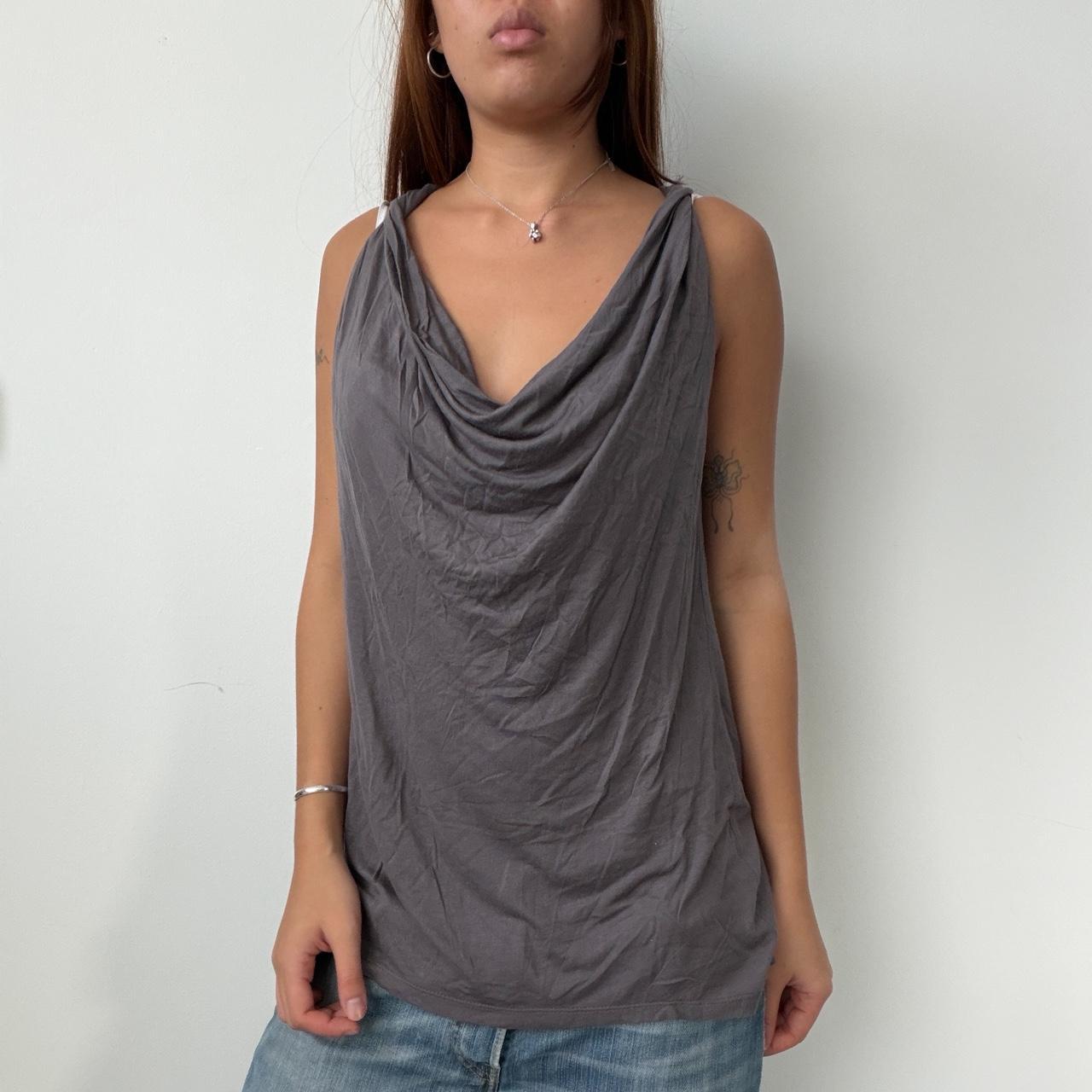 Vintage Grey Cowl Neck Top