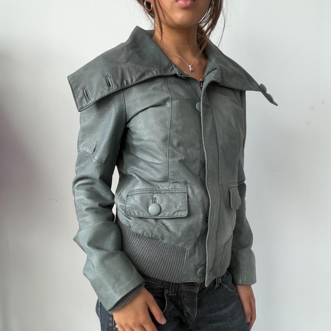 Vintage Blue Leather Jacket