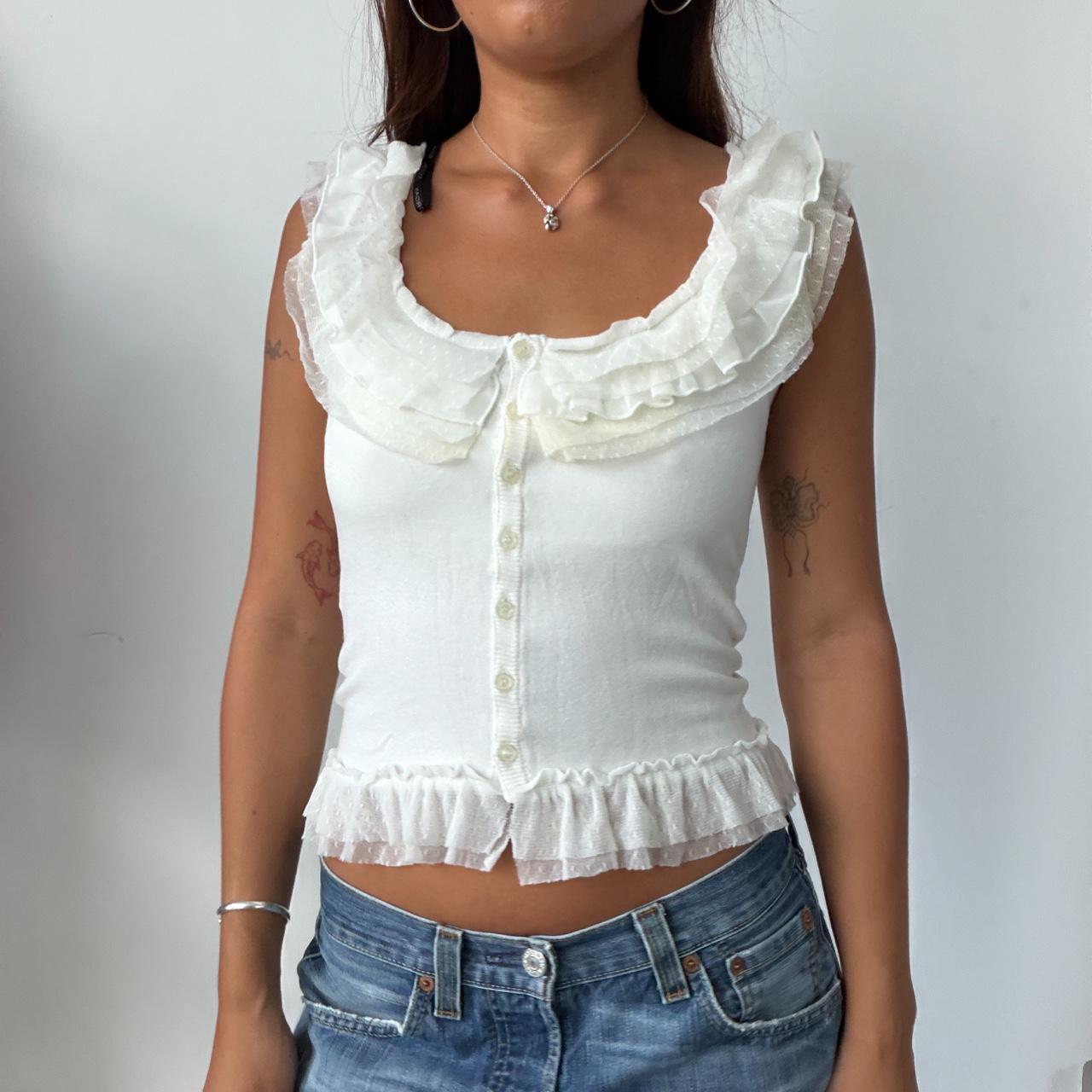 Vintage White Ruffled Top