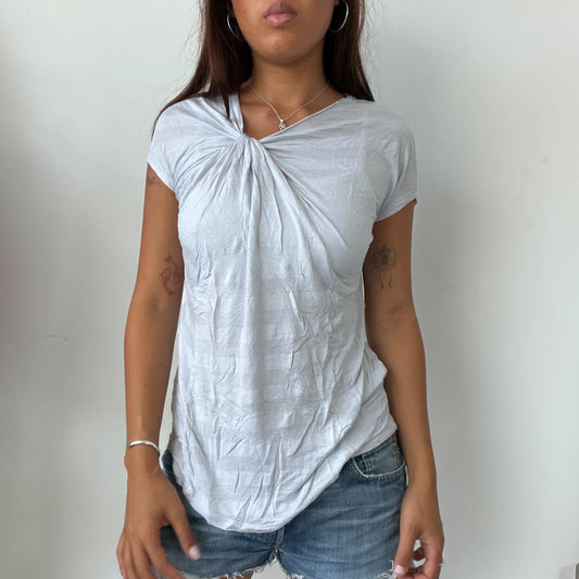 Vintage Baby Blue Striped Top