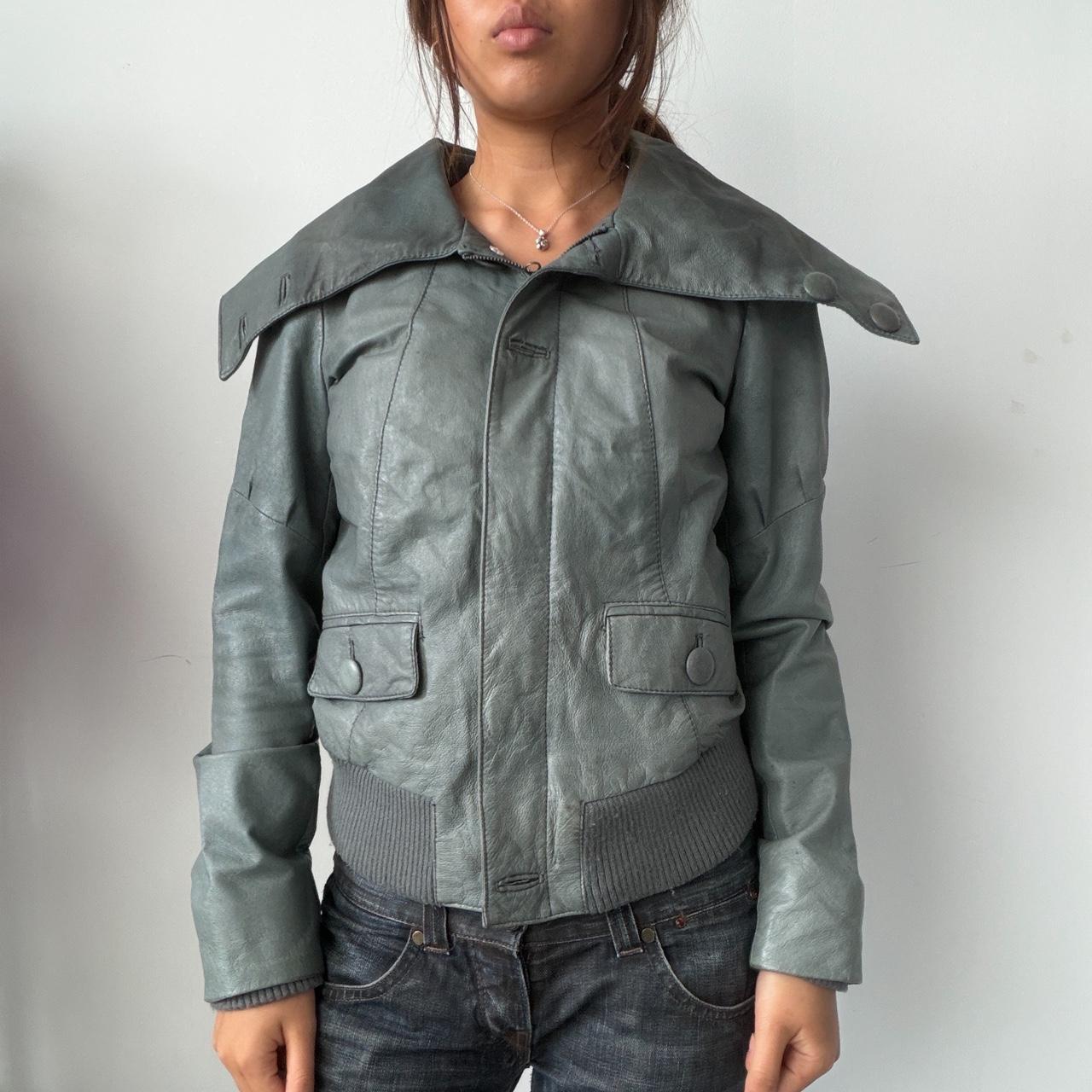Vintage Blue Leather Jacket