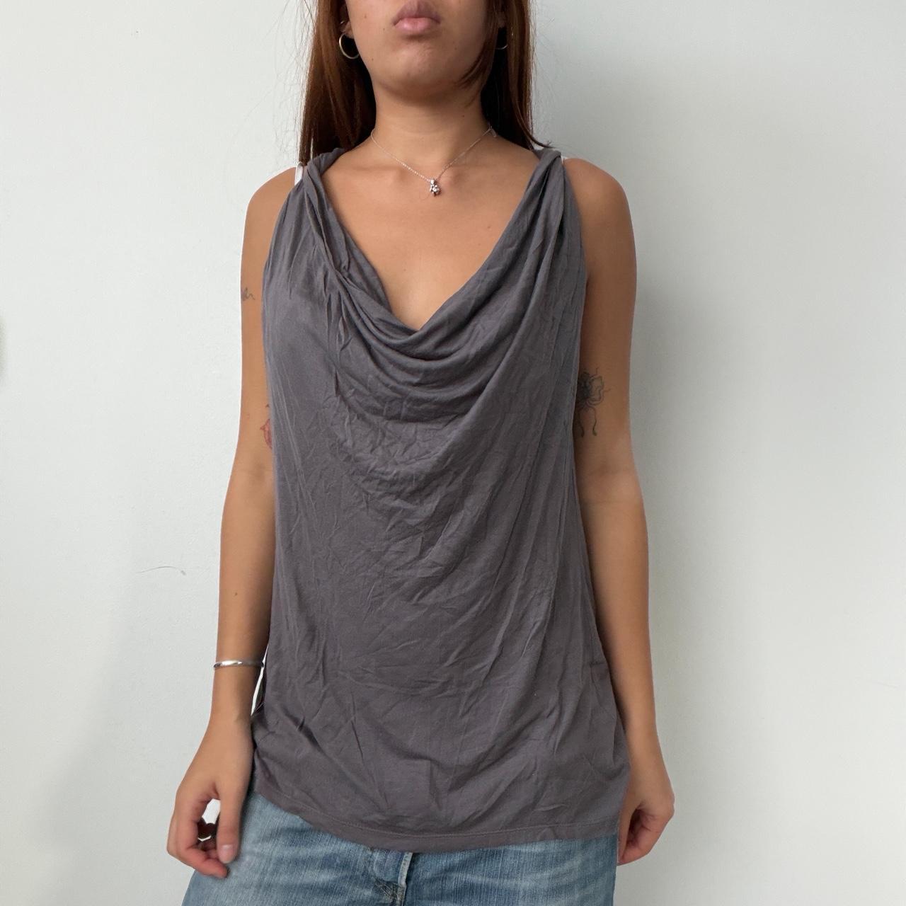Vintage Grey Cowl Neck Top