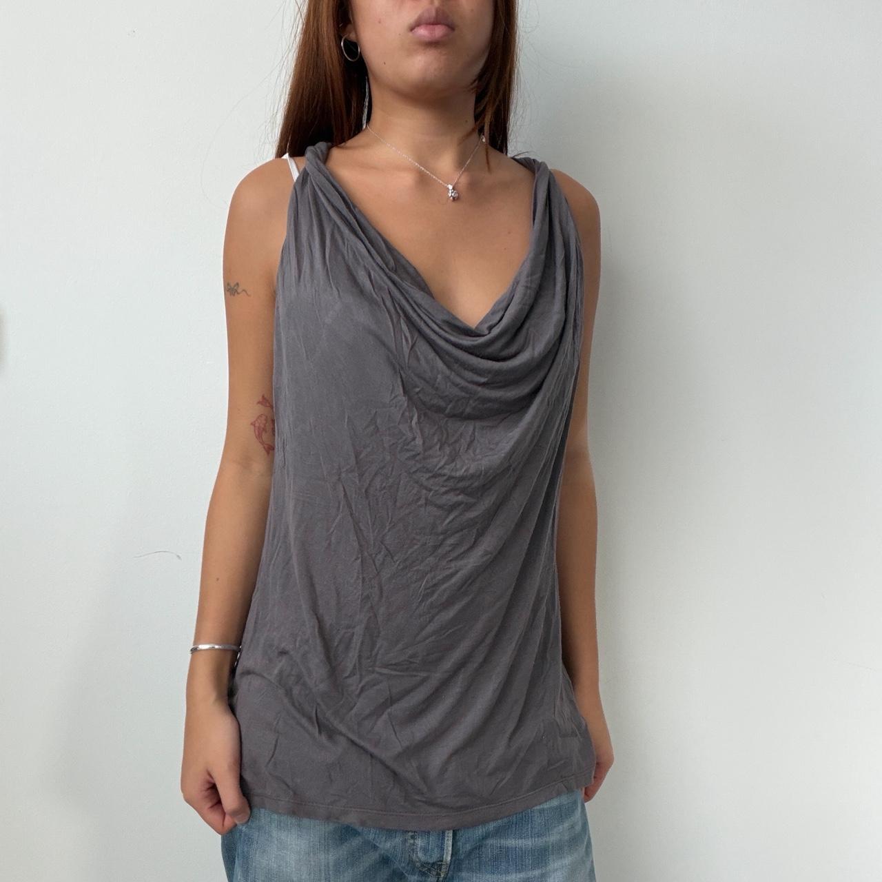 Vintage Grey Cowl Neck Top