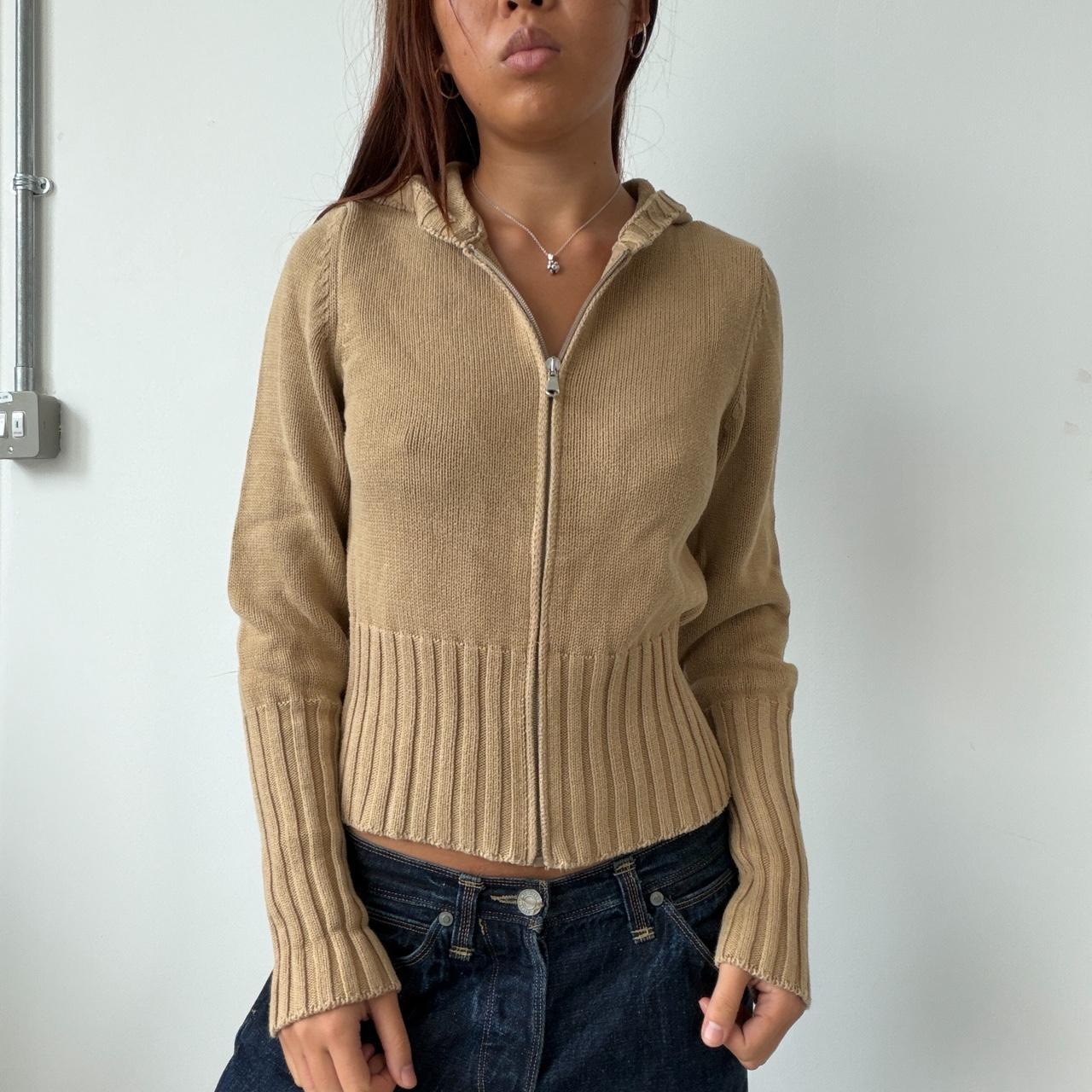 Vintage Beige Zip Up Hoodie
