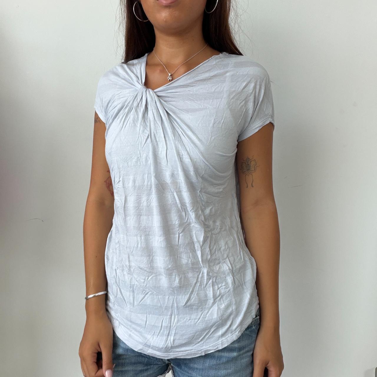 Vintage Baby Blue Striped Top