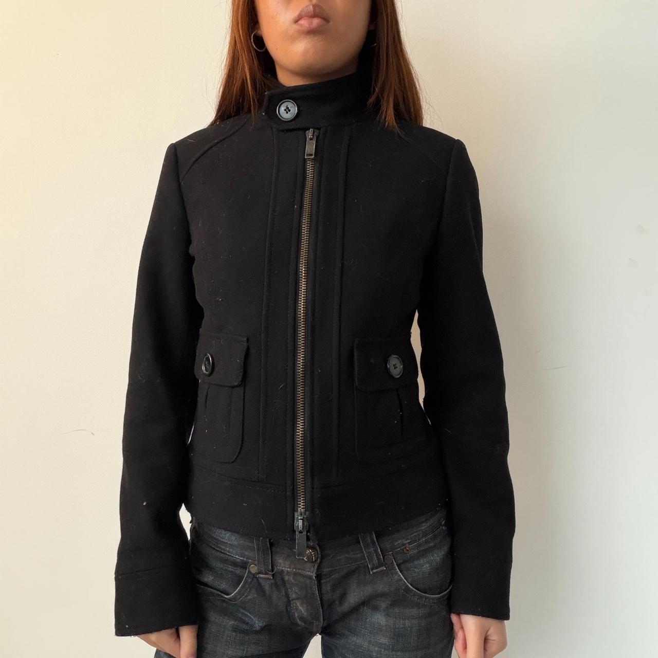 Vintage Black Wool Zip Up