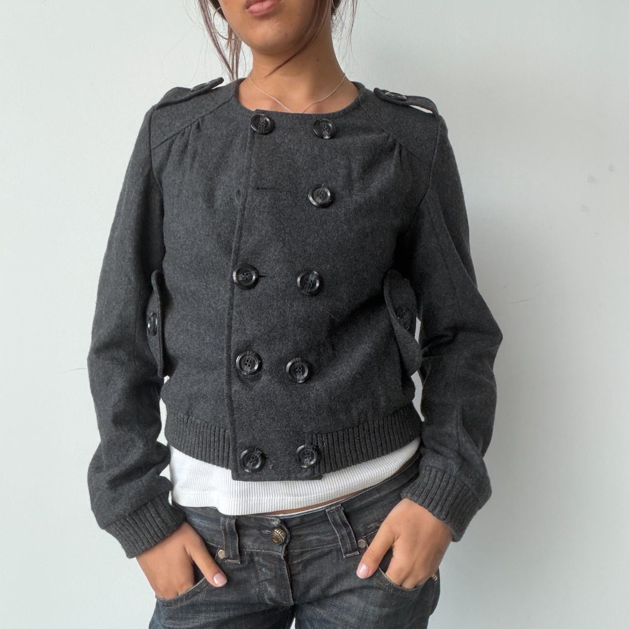 Vintage Grey Double-Breasted Wool Jacket
