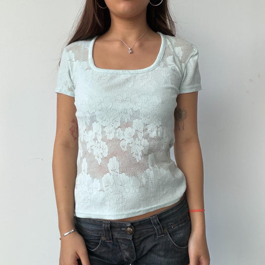 Vintage Teal Lace Top