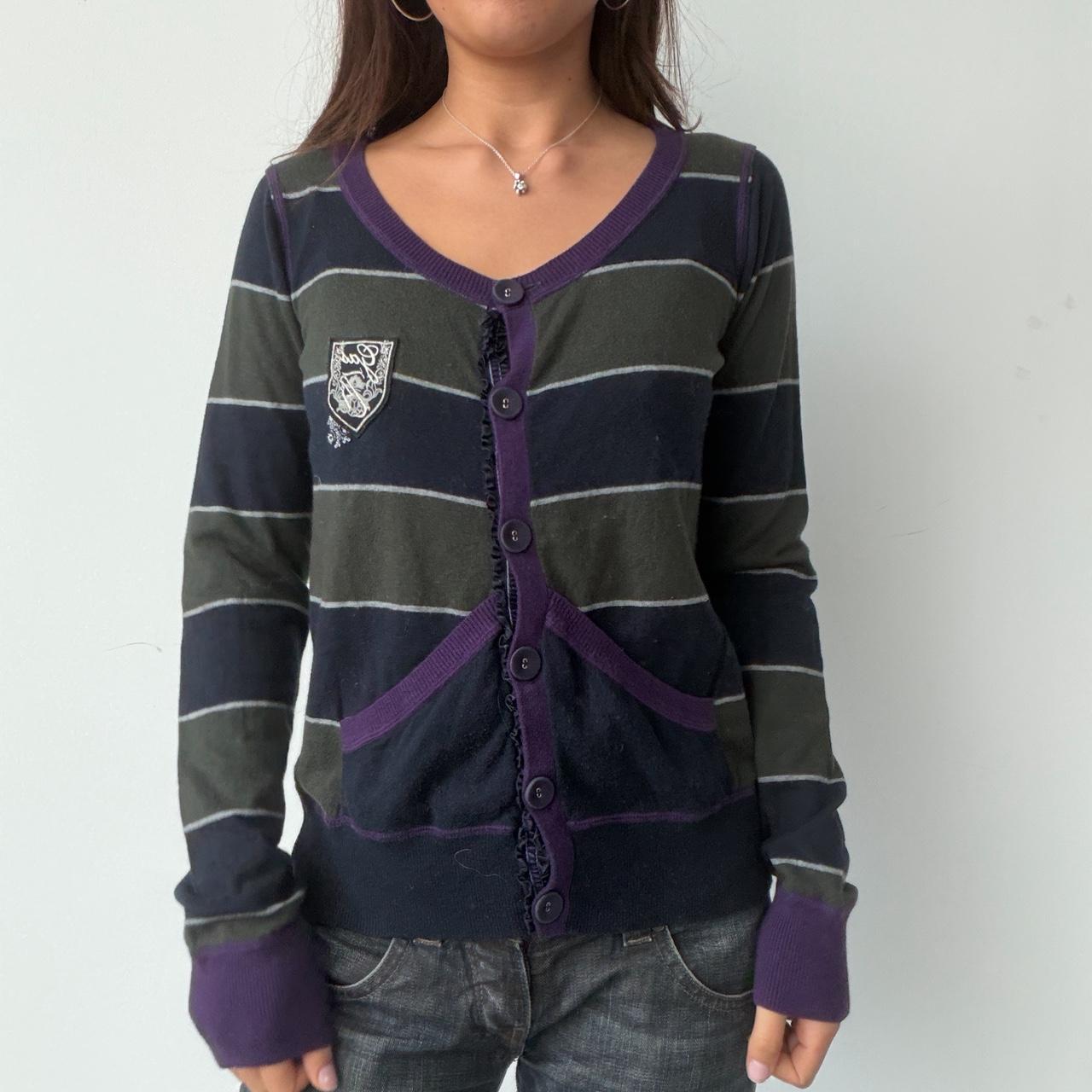 Vintage Navy Purple Stripe Cardigan