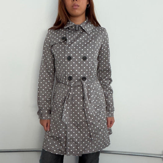 Vintage Grey Pola Dot Trench Coat