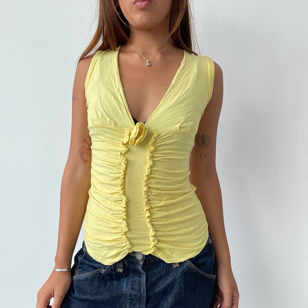 Vintage Yellow Ruched Top
