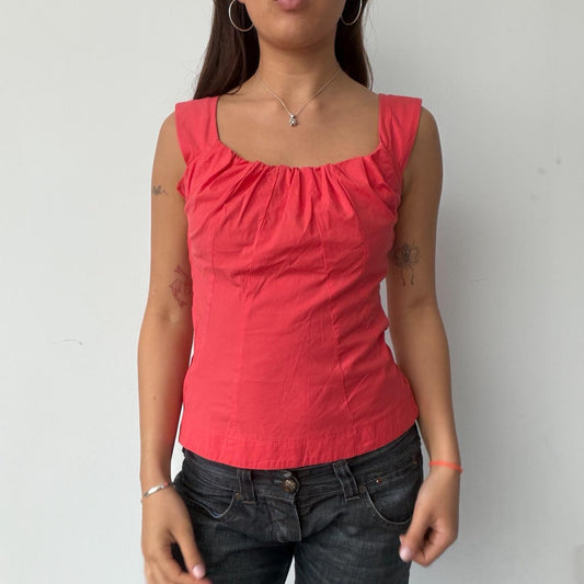 Vintage Coral Ruched Top