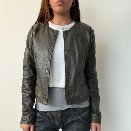 Vintage Leather Button Up Jacket